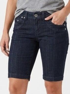Seductions Women Junior Skinny Stretch Jeans Shorts Size 9 Dark Wash Y2K NWT